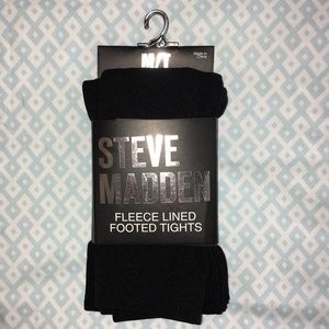 Black fleece lined footed tights